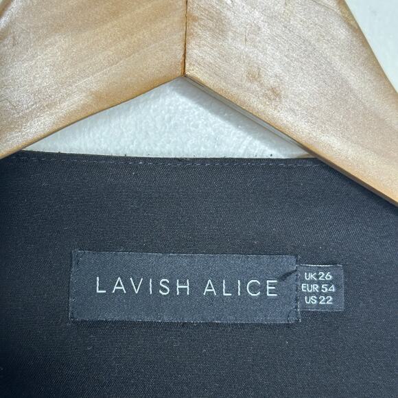 LAVISH ALICE Collarless Cape Blazer Open Front Black Sz 22 {3Y37} - Picture 5 of 6